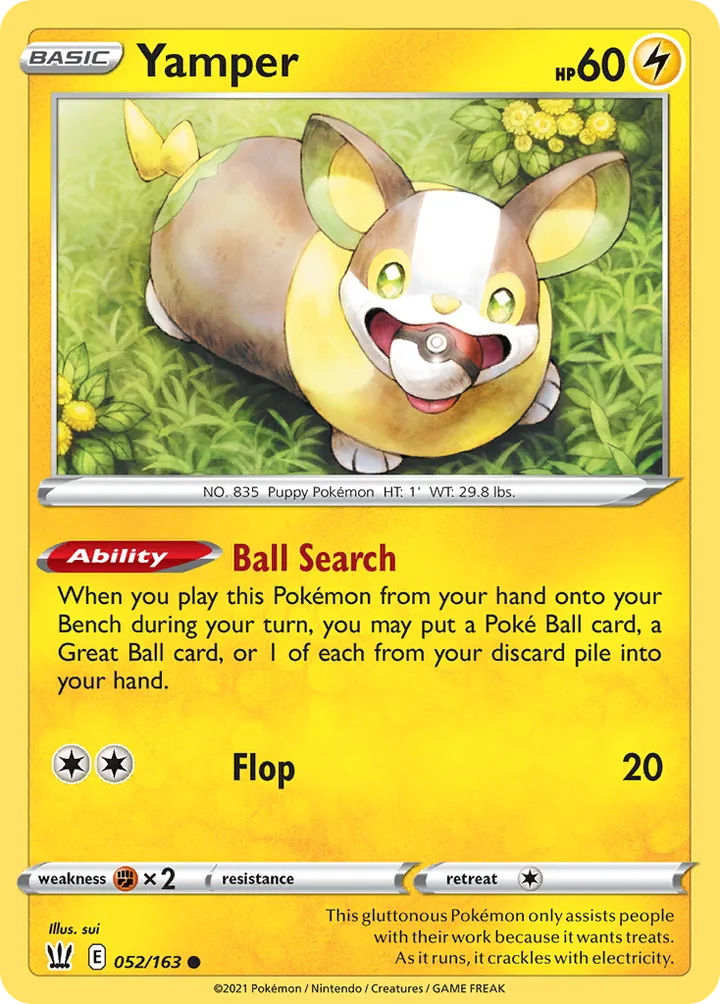 Sword & Shield—Battle Styles 영어판 Yamper 52 카드 앞면