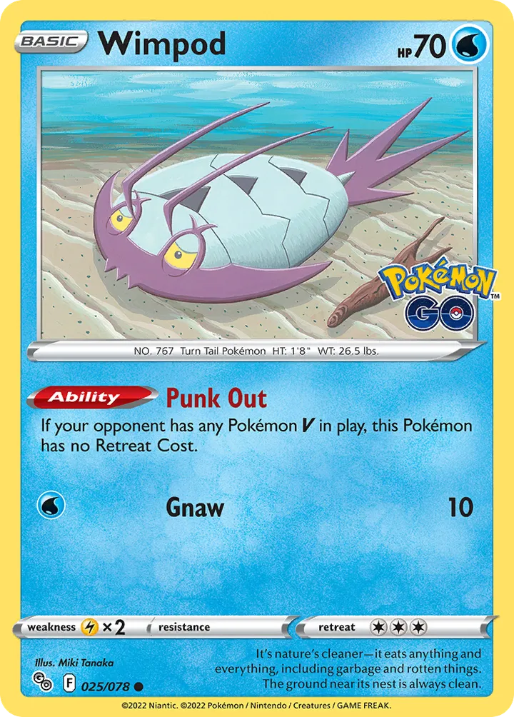 Pokémon TCG: Pokémon GO 영어판 Wimpod 25 카드 앞면