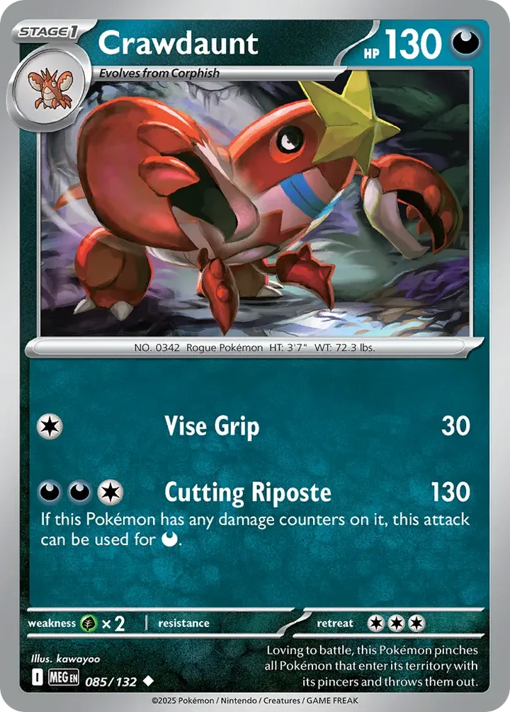 Mega Evolution 영어판 Crawdaunt 85 카드 앞면