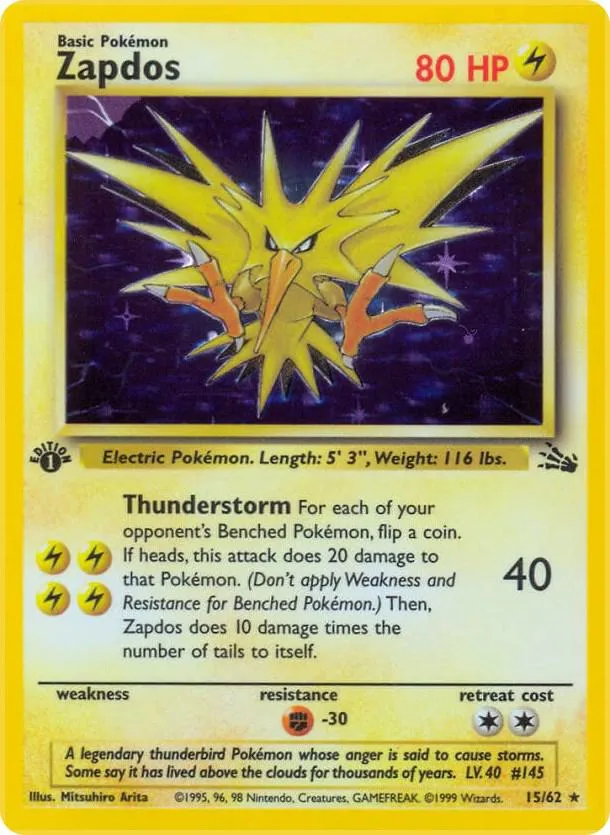 Fossil 英語版 Zapdos 15 カード表面
