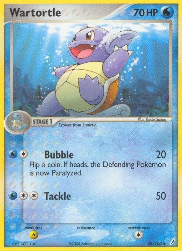 EX Crystal Guardians 영어판 Wartortle 42 카드 앞면