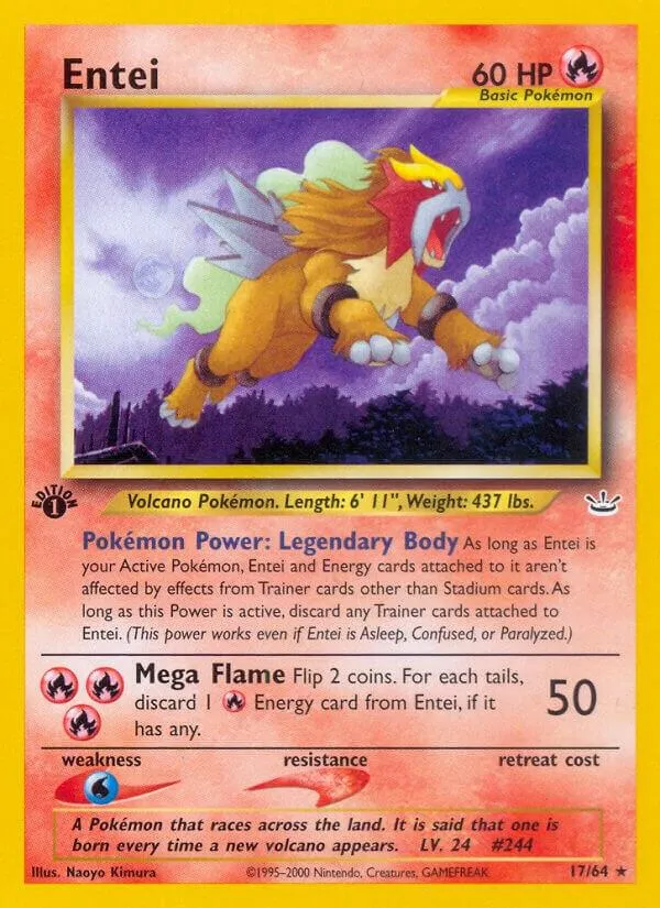 Neo Revelation 영어판 Entei 17 카드 앞면