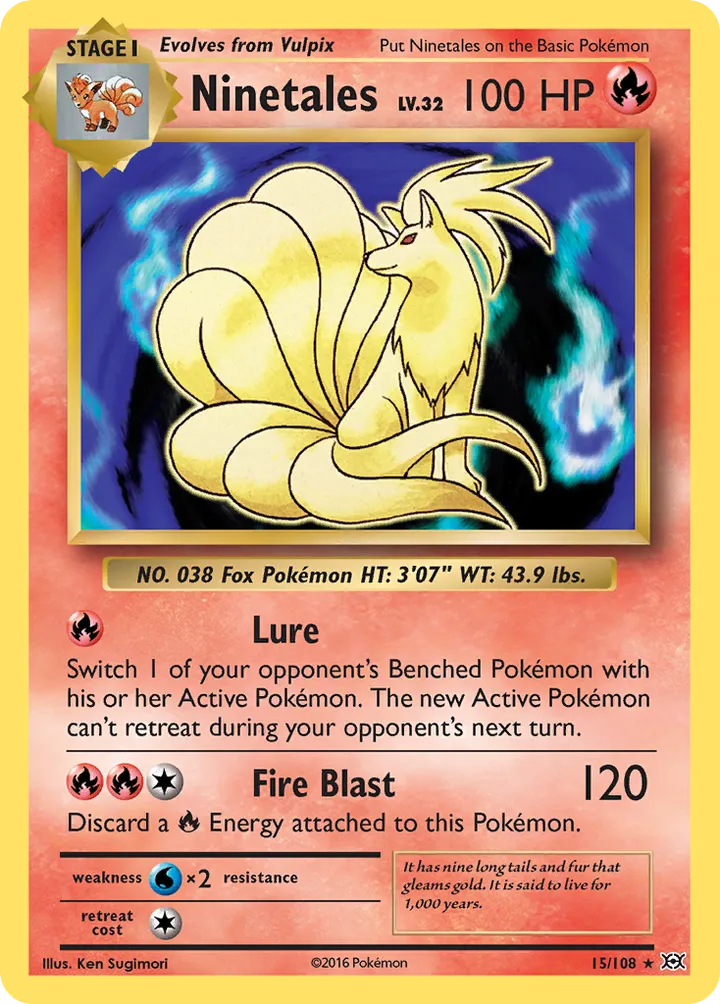 XY—Evolutions 영어판 Ninetales 15 카드 앞면