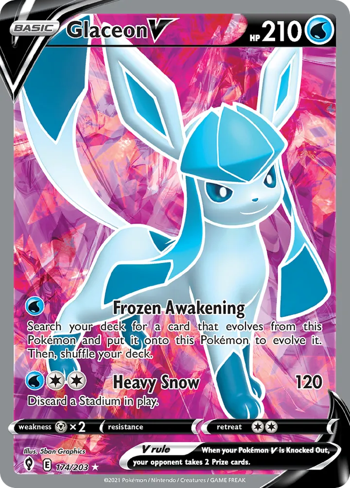 Sword & Shield—Evolving Skies 英語版 Glaceon V 174 カード表面