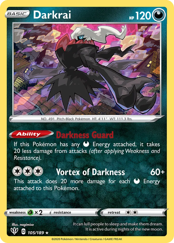 Sword & Shield—Darkness Ablaze 영어판 Darkrai 105 카드 앞면