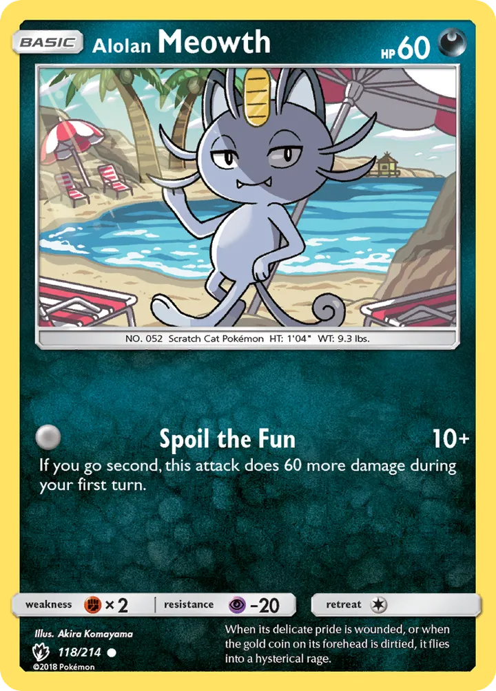 Front of Alolan Meowth 118, Sun & Moon—Lost Thunder English