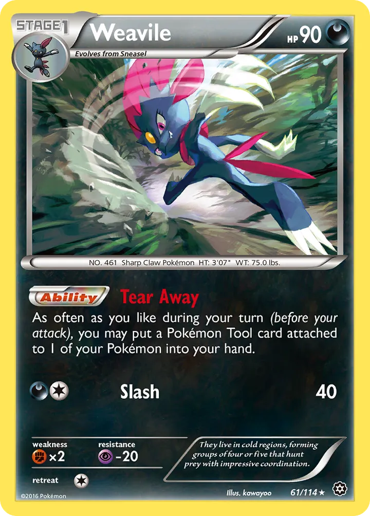 XY—Steam Siege 英語版 Weavile 61 カード表面