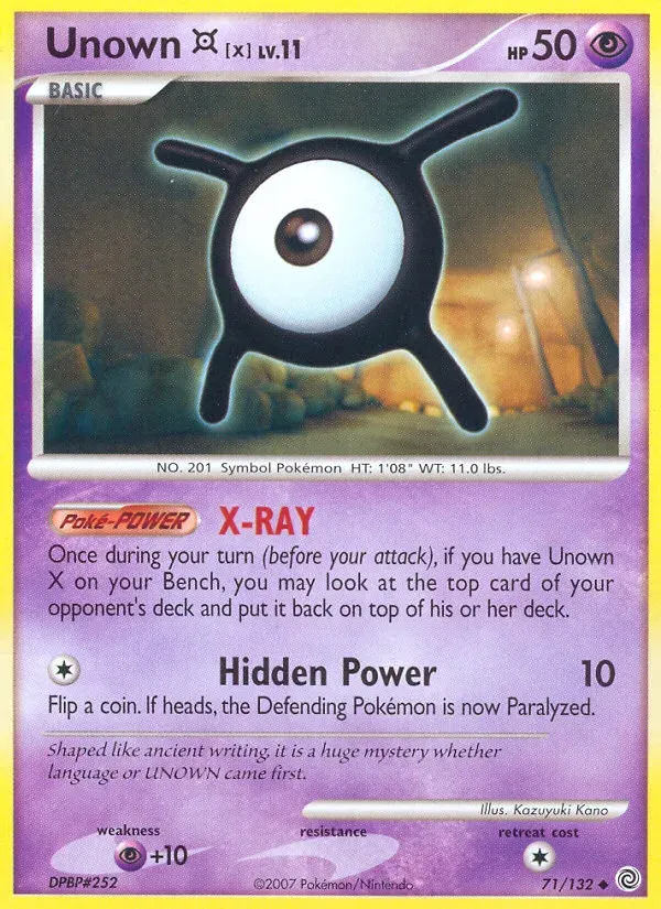 Diamond & Pearl—Secret Wonders 영어판 Unown [X] 71 카드 앞면