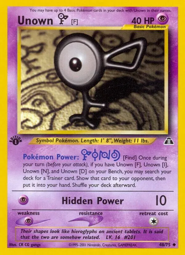 Neo Discovery 영어판 Unown [F] 48 카드 앞면