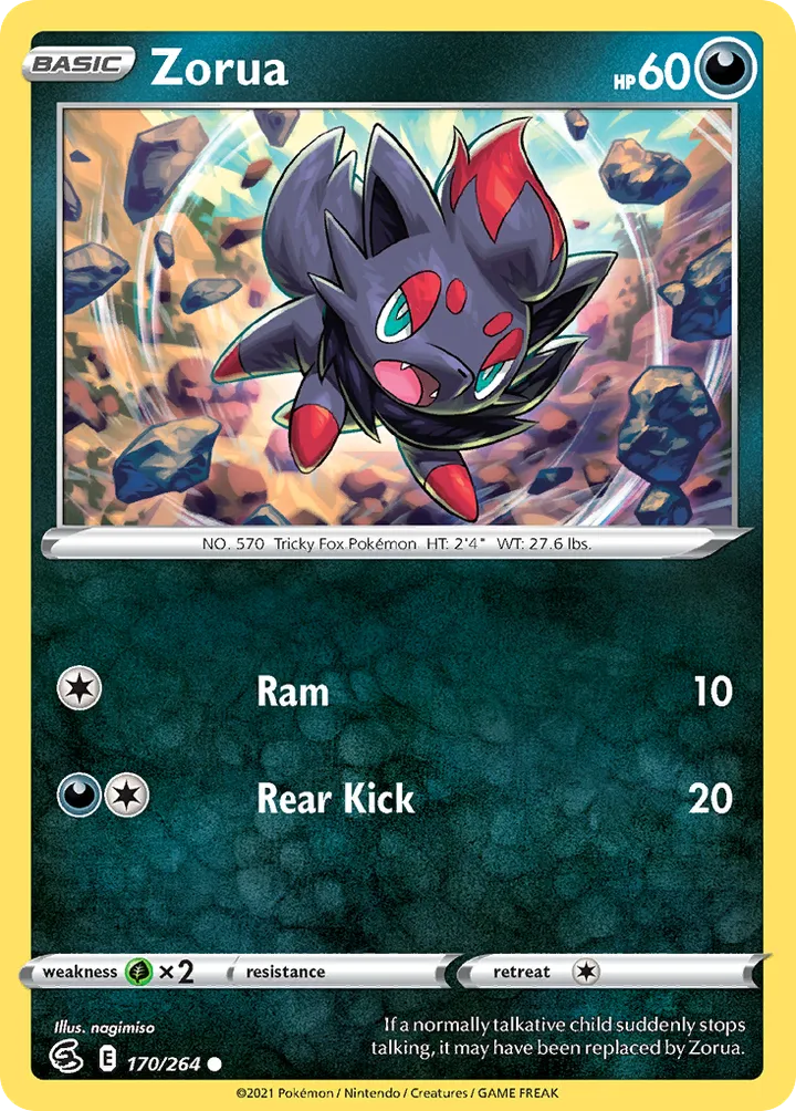 Sword & Shield—Fusion Strike 영어판 Zorua 170 카드 앞면