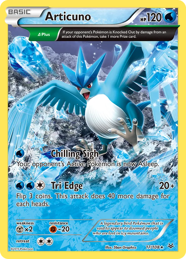 XY—Roaring Skies 영어판 Articuno 17 카드 앞면