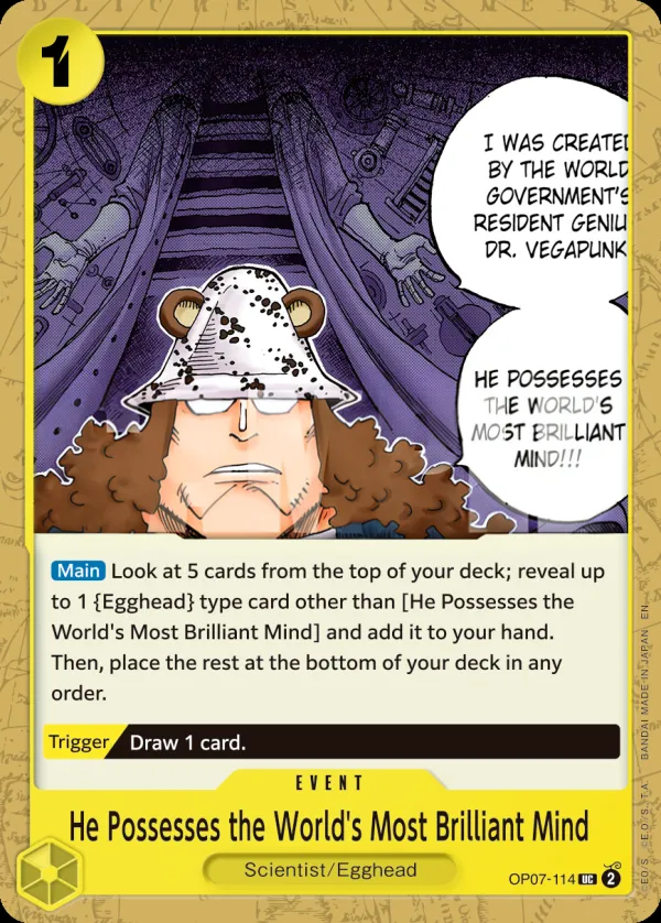 500 Years in the Future 英語版 He Possesses the World's Most Brilliant Mind OP07-114 · 再録 カード表面
