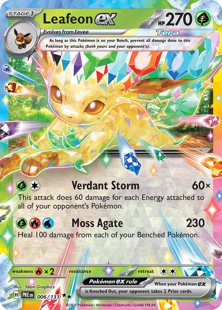 Scarlet & Violet—Prismatic Evolutions 영어판 Leafeon ex 6 카드 앞면