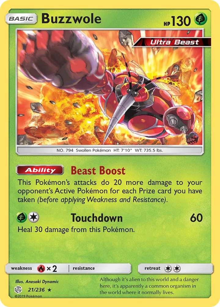 Sun & Moon—Cosmic Eclipse 英語版 Buzzwole 21 カード表面