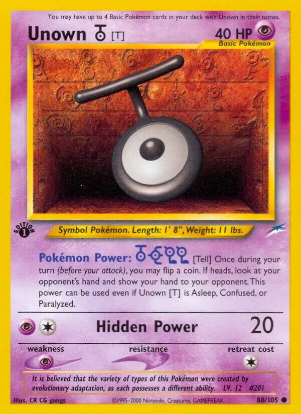 Neo Destiny 英語版 Unown [T] 88 カード表面