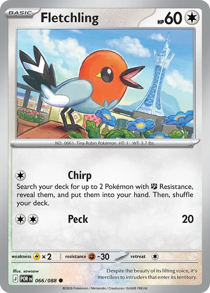 Mega Evolution—Perfect Order 英語版 Fletchling 66 カード表面