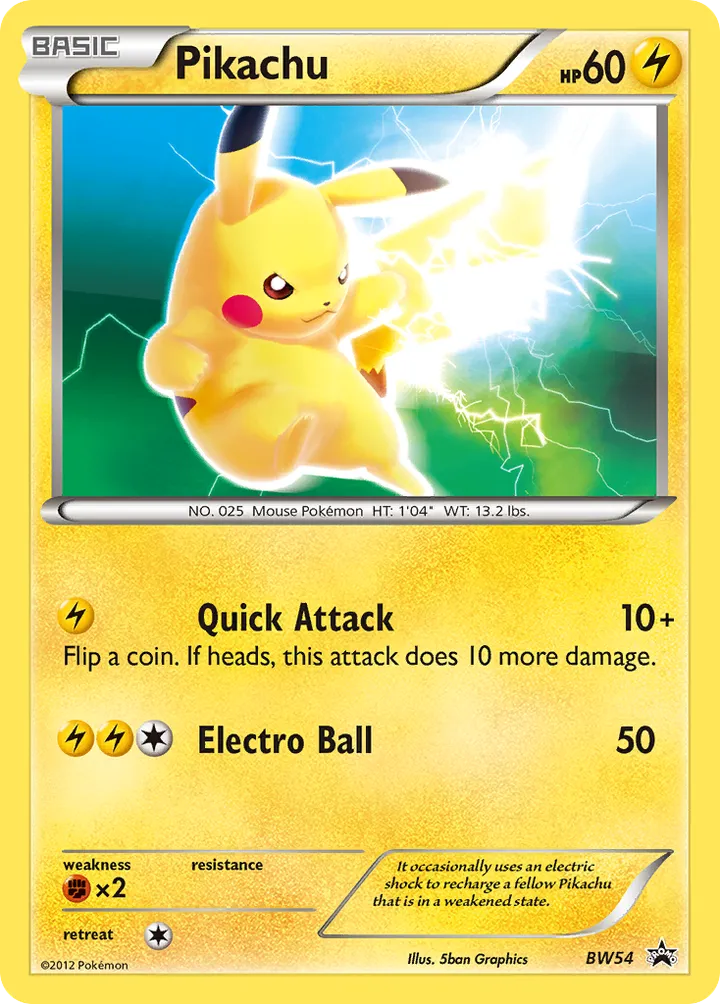 BW Black Star Promos 英語版 Pikachu BW54 カード表面