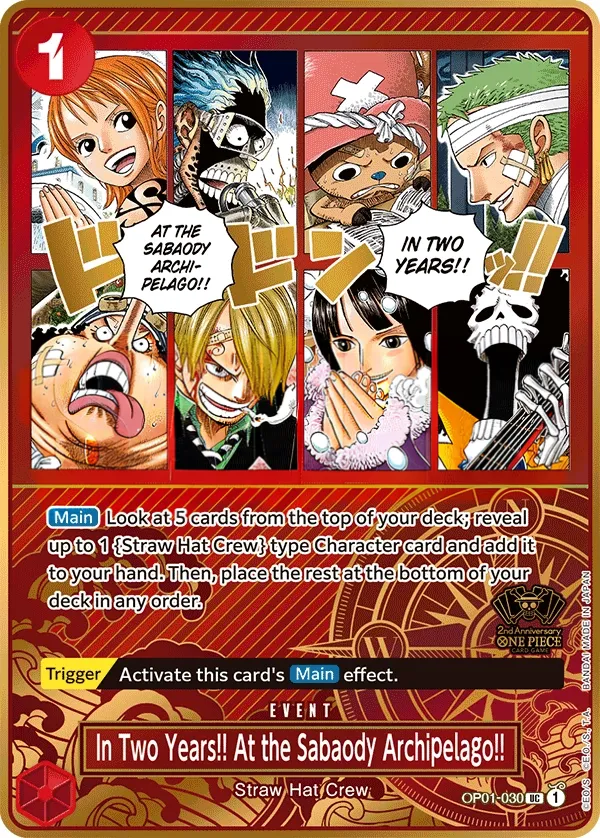 Romance Dawn 英語版 In Two Years!! At the Sabaody Archipelago!! OP01-030 · パラレル カード表面