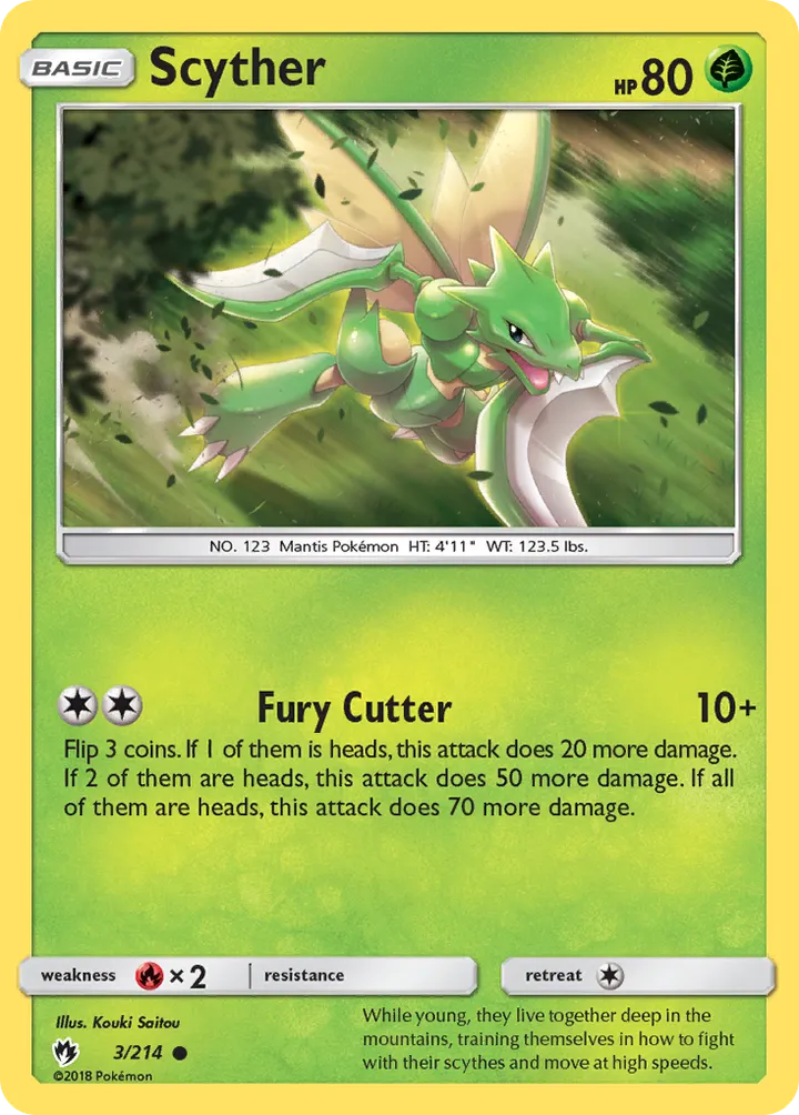 Sun & Moon—Lost Thunder 영어판 Scyther 3 카드 앞면