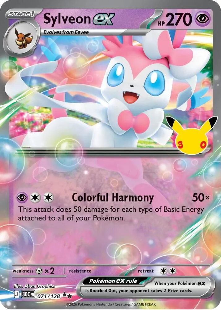 Pokémon TCG: 30th Celebration 영어판 Sylveon ex 71 카드 앞면