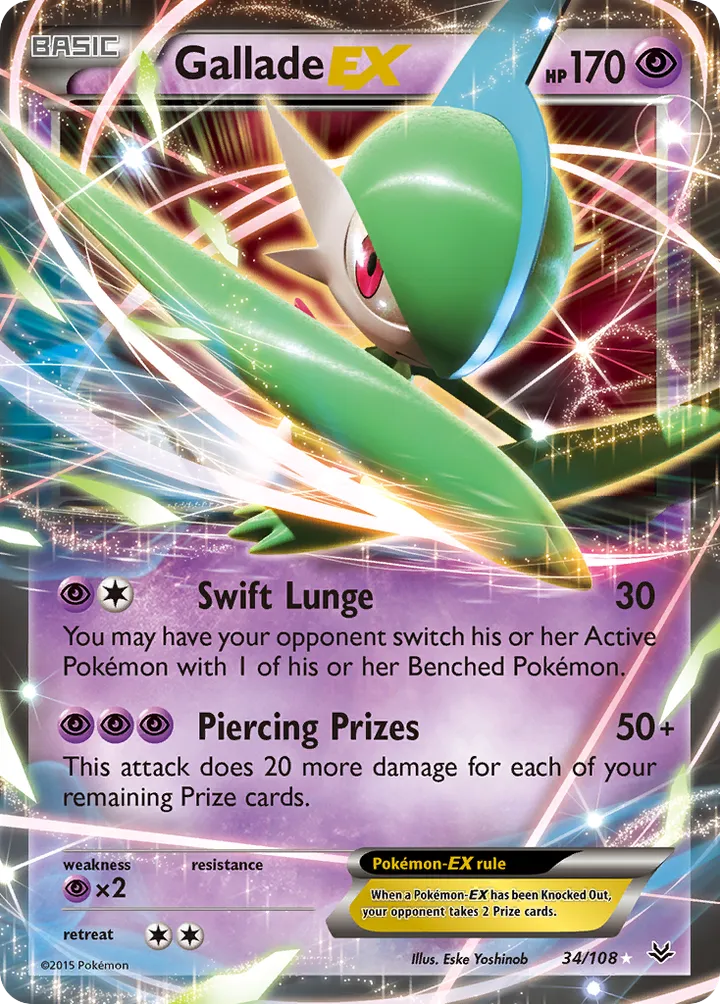 XY—Roaring Skies 영어판 Gallade-EX 34 카드 앞면