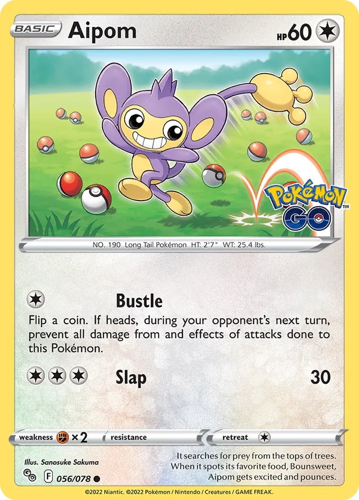 Pokémon TCG: Pokémon GO 영어판 Aipom 56 카드 앞면