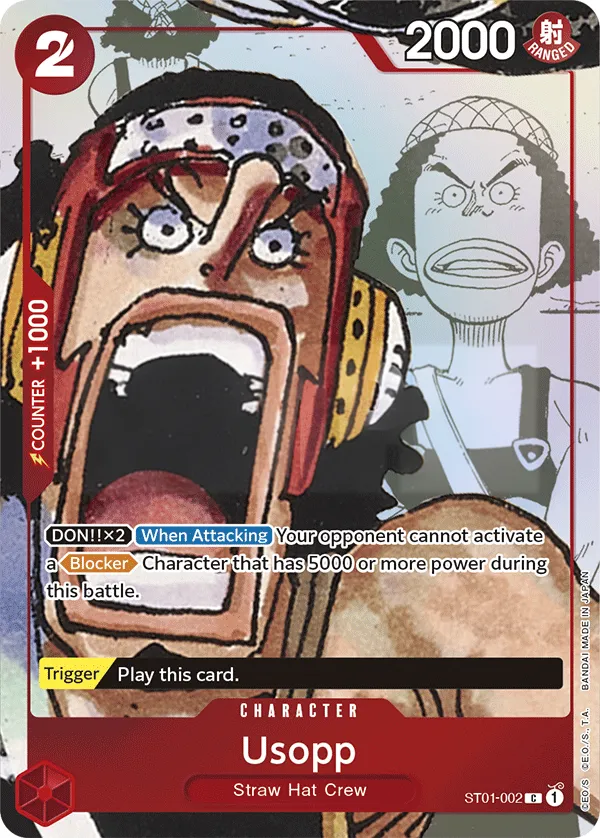Straw Hat Crew 英語版 Usopp ST01-002 · パラレル 2 カード表面