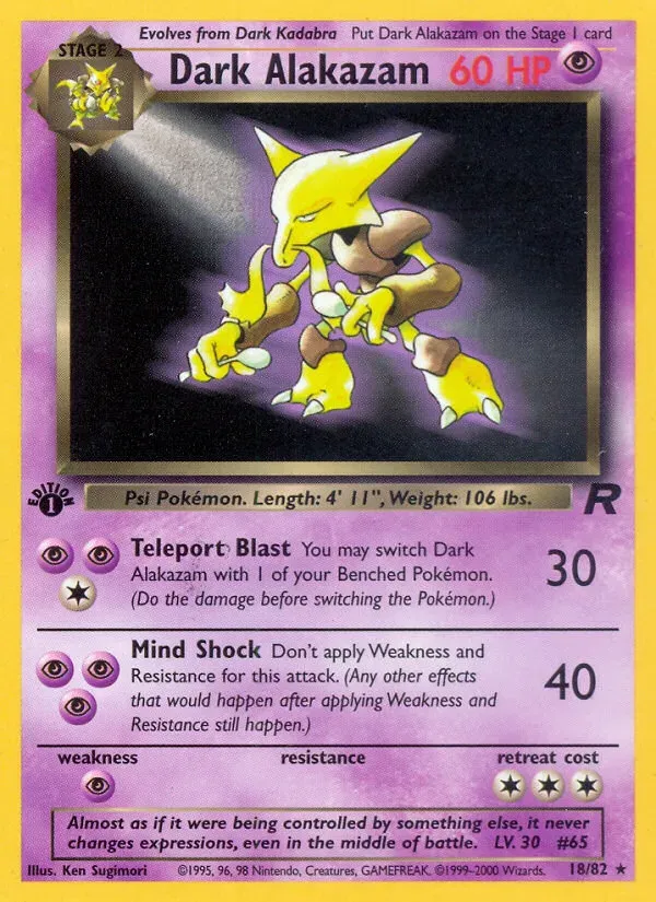 Team Rocket 영어판 Dark Alakazam 18 카드 앞면
