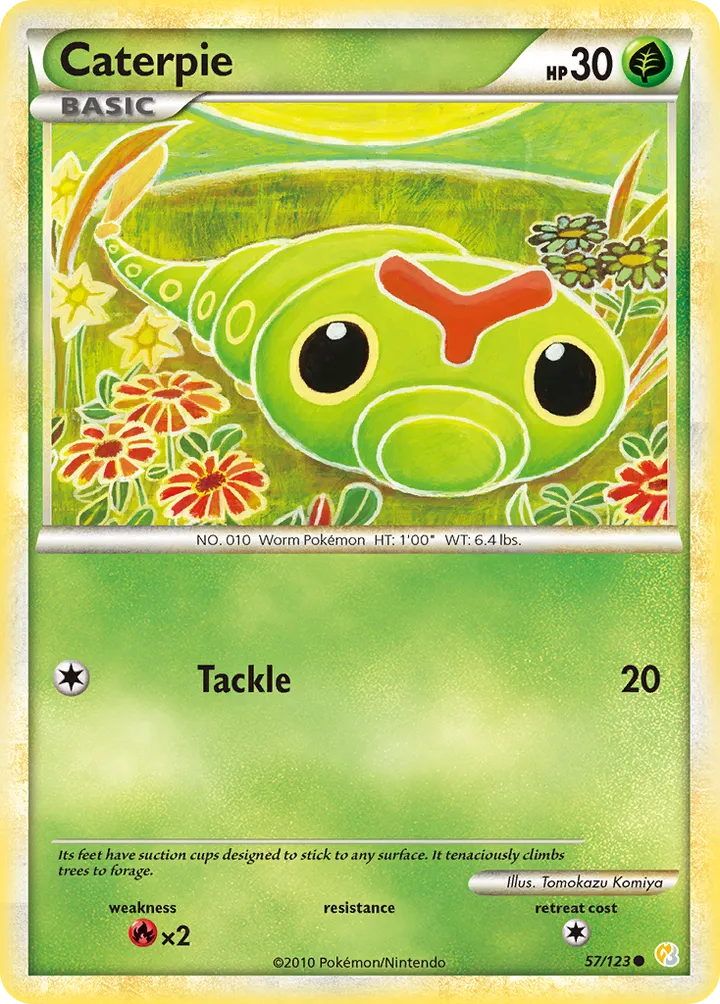 HeartGold & SoulSilver 영어판 Caterpie 57 카드 앞면