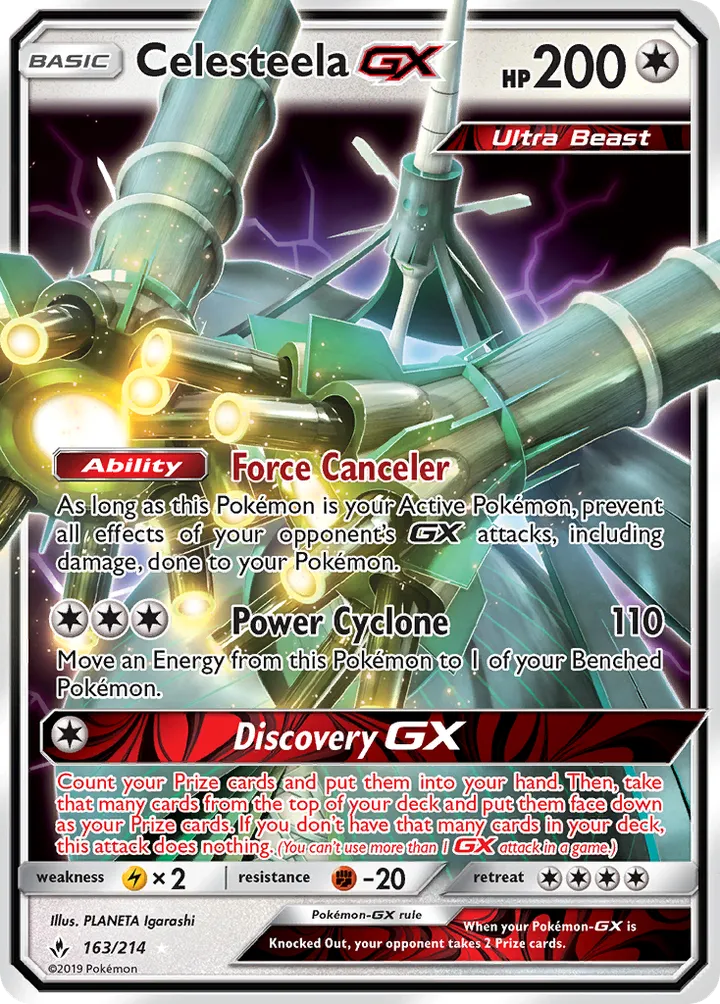 Sun & Moon—Unbroken Bonds 영어판 Celesteela-GX 163 카드 앞면