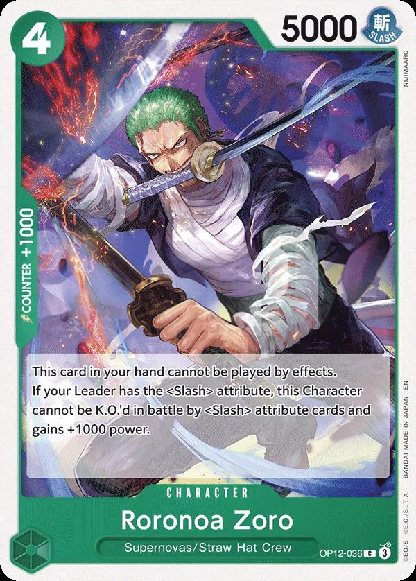 Legacy of the Master 英語版 Roronoa Zoro OP12-036 カード表面