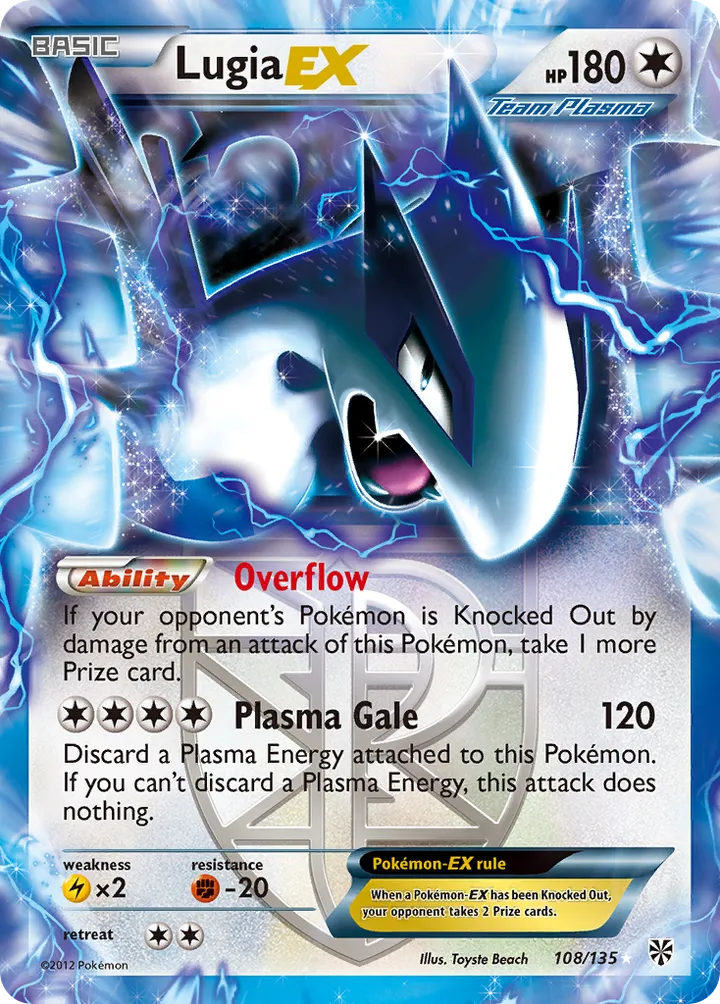 Black & White—Plasma Storm 영어판 Lugia-EX 108 카드 앞면