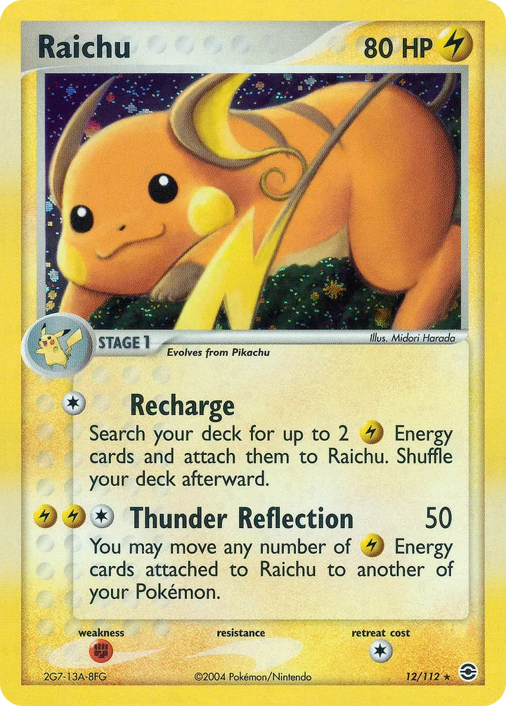 EX FireRed & LeafGreen 英語版 Raichu 12 カード表面