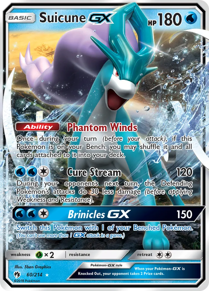 Sun & Moon—Lost Thunder 영어판 Suicune-GX 60 카드 앞면