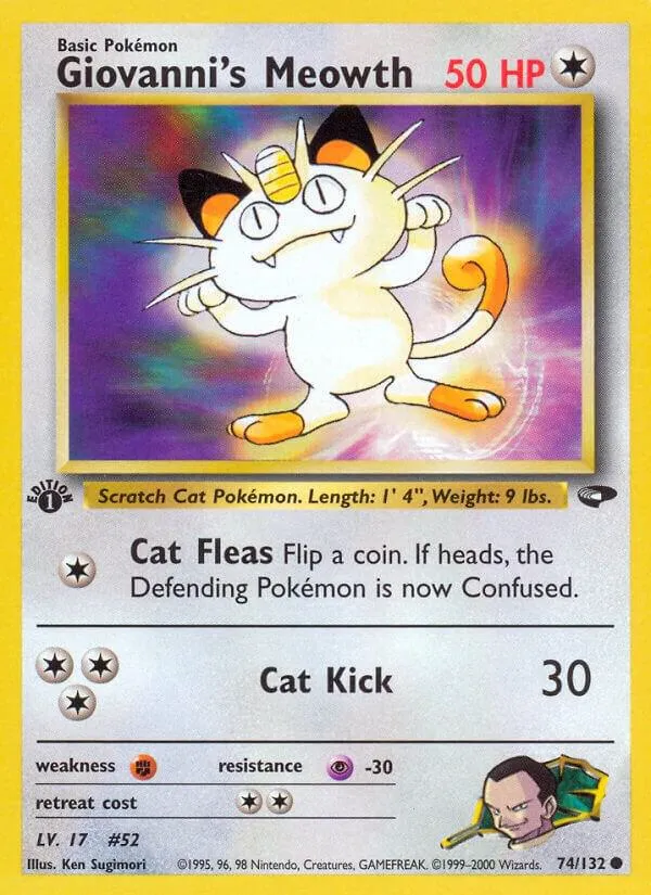 Gym Challenge 영어판 Giovanni's Meowth 74 카드 앞면