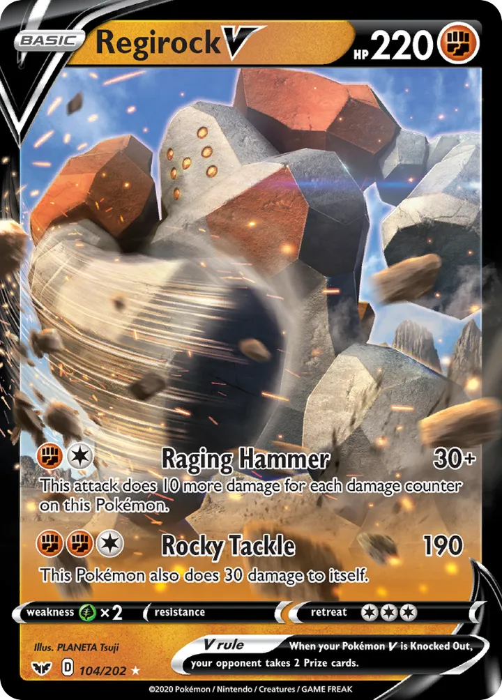 Sword & Shield 英語版 Regirock V 104 カード表面
