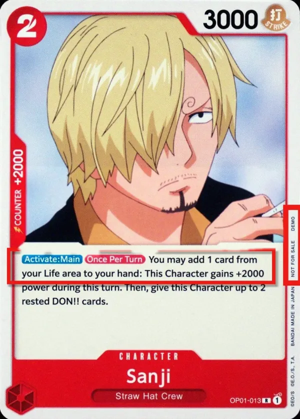 Romance Dawn 영어판 Sanji OP01-013 · 데모 덱 카드 앞면