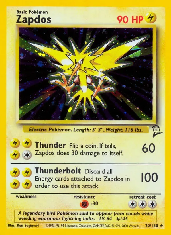 Base Set 2 英語版 Zapdos 20 カード表面