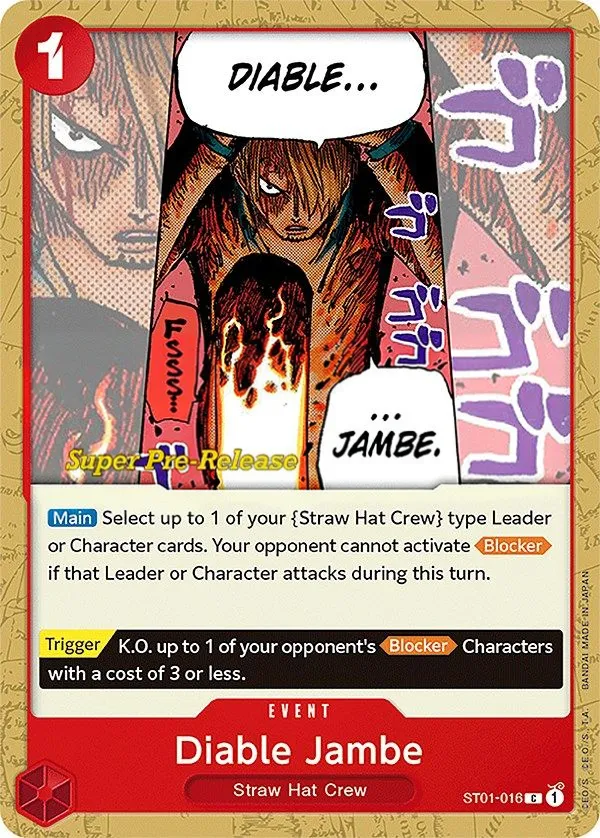 Front of Diable Jambe ST01-016 · Pre-Release, Straw Hat Crew English