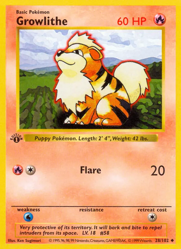 Base Set 英語版 Growlithe 28 カード表面
