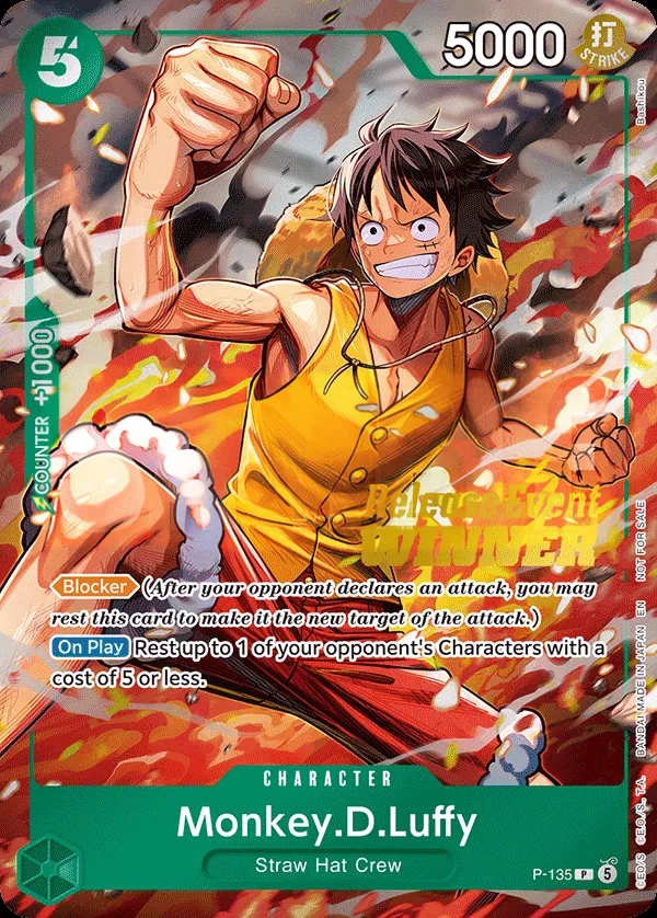 Promotion Cards 英語版 Monkey.D.Luffy P-135 · パラレル カード表面