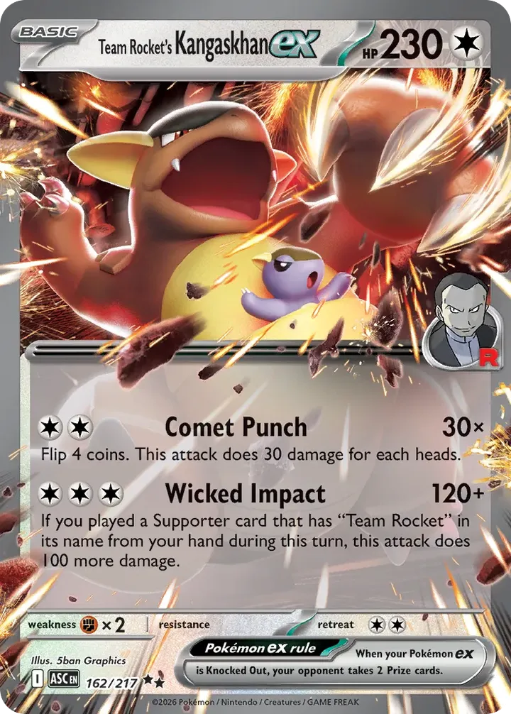 Mega Evolution—Ascended Heroes 영어판 Team Rocket's Kangaskhan ex 162 카드 앞면