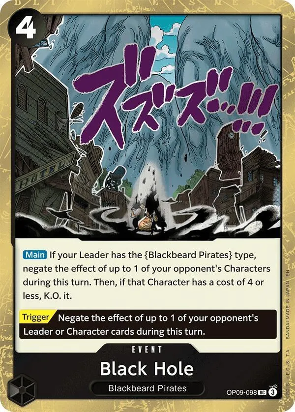 Emperors in the New World 영어판 Black Hole OP09-098 · 재록 · 해적 카드 앞면