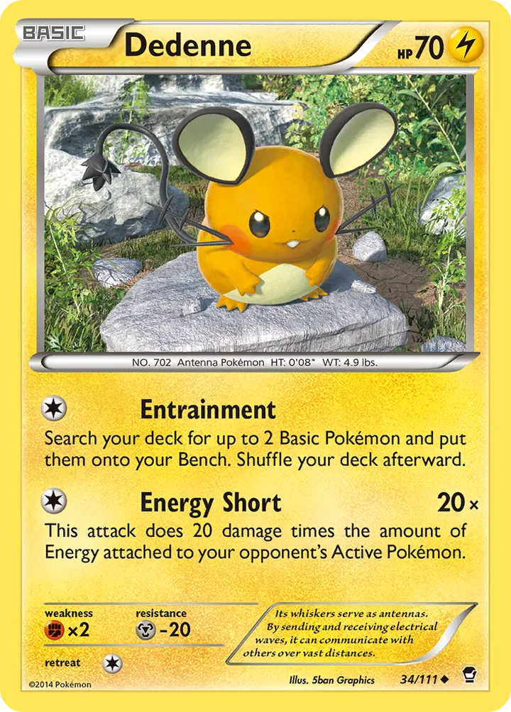 XY—Furious Fists 영어판 Dedenne 34 카드 앞면