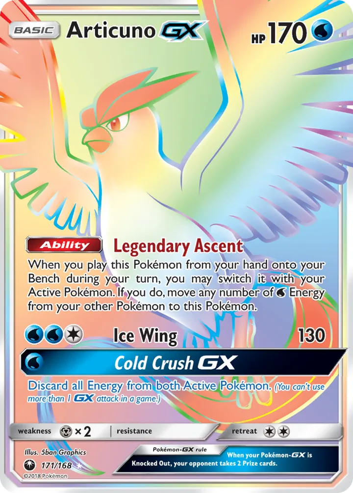 Sun & Moon—Celestial Storm 영어판 Articuno-GX 171 카드 앞면
