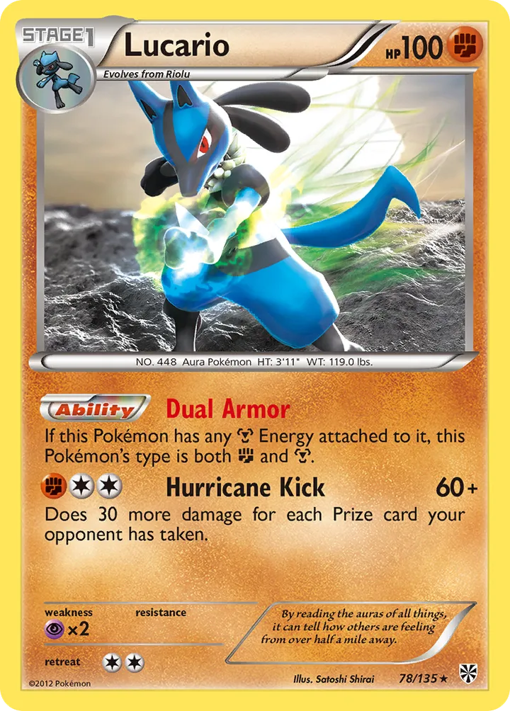 Black & White—Plasma Storm 영어판 Lucario 78 카드 앞면