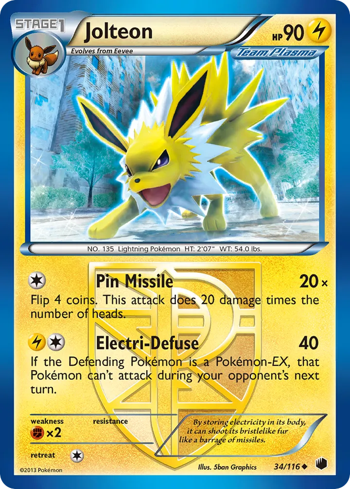 Black & White—Plasma Freeze 영어판 Jolteon 34 카드 앞면
