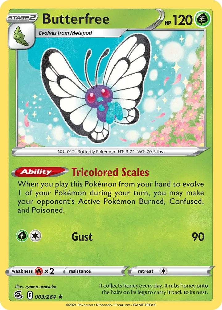 Sword & Shield—Fusion Strike 영어판 Butterfree 3 카드 앞면