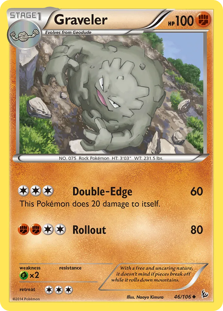 XY—Flashfire 영어판 Graveler 46 카드 앞면