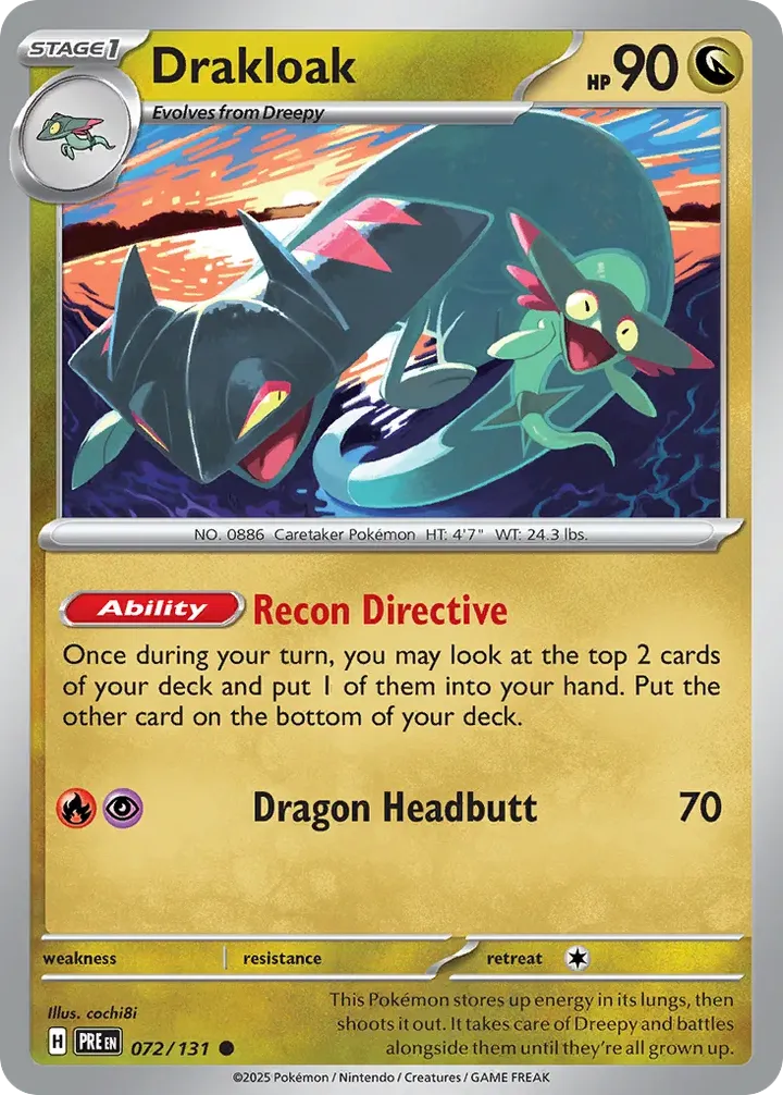 Scarlet & Violet—Prismatic Evolutions 영어판 Drakloak 72 카드 앞면